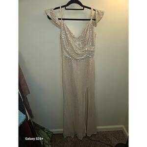 Gold/Champagne Long Formal Prom Dress - Size 10 NWT